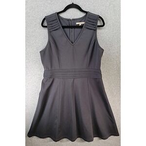41 Hawthorn Womens Sz Large Ponte Knit V neck A-line Dress Dark Gray Capsule EUC